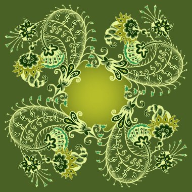 Çiçekli el çizimi vektör vintage kenarı