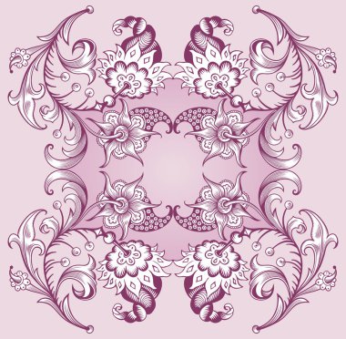 Çiçekli el çizimi vektör vintage kenarı