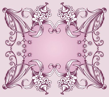 Çiçekli el çizimi vektör vintage kenarı