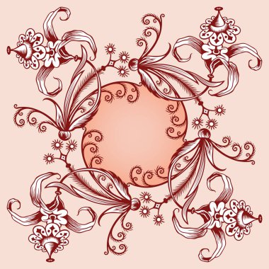Çiçekli el çizimi vektör vintage kenarı