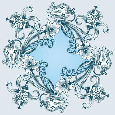 Çiçekli el çizimi vektör vintage kenarı