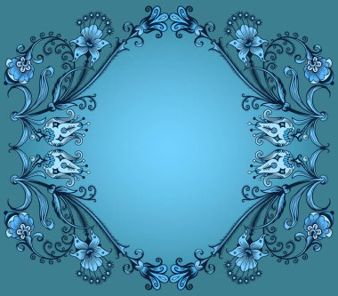 Çiçekli el çizimi vektör vintage kenarı