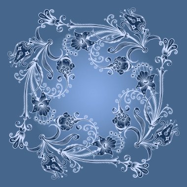 Çiçekli el çizimi vektör vintage kenarı