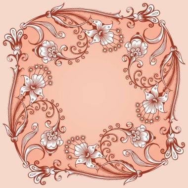 Çiçekli el çizimi vektör vintage kenarı