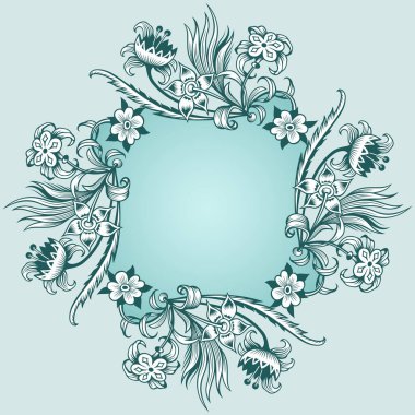 Çiçekli el çizimi vektör vintage kenarı