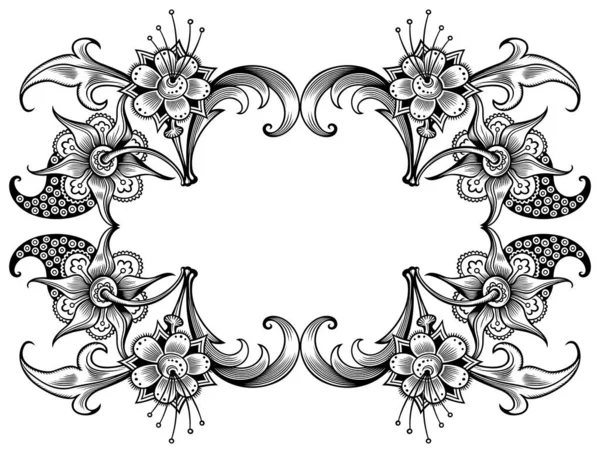 Floral vector vintage border. Diseño del marco . — Archivo Imágenes Vectoriales