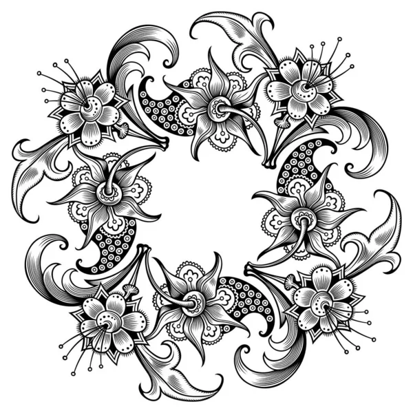 Bloemen vector vintage grens. Ontwerp van het frame. — Stockvector