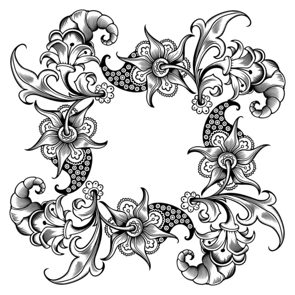 Floral Vector Vintage Borte. Rahmenkonstruktion. — Stockvektor