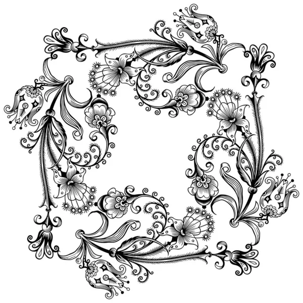 Floral vector vintage border. Diseño del marco . — Archivo Imágenes Vectoriales