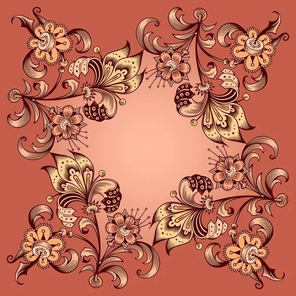 Floral dibujado a mano vector frontera vintage — Archivo Imágenes Vectoriales