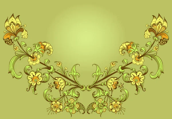 Floral hand getekend vector vintage rand — Stockvector