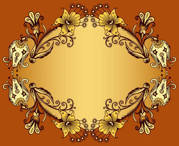 Floral dibujado a mano vector frontera vintage — Vector de stock