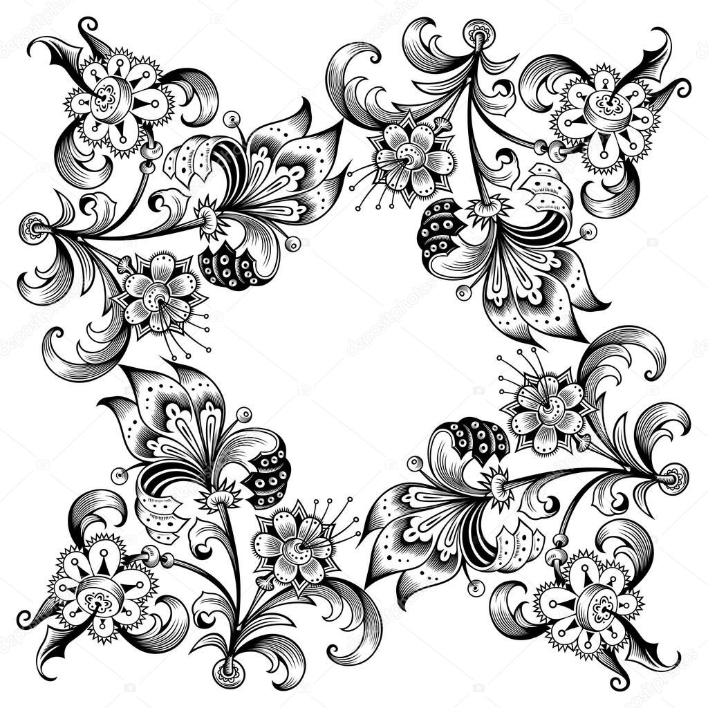 Floral vector vintage border. Frame design.