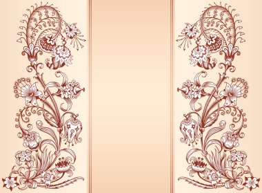 Çiçekli el çizimi vektör vintage kenarı