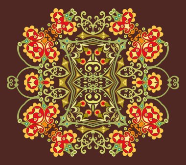 Vektör etnik soyut çiçek çizimi