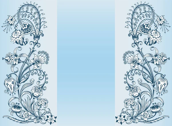 Floral dibujado a mano vector frontera vintage — Archivo Imágenes Vectoriales