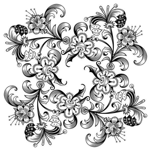 Floral dessin à la main vecteur vintage frontière. — Image vectorielle