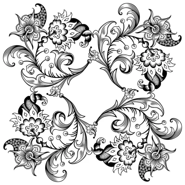 Floral hand getekend vector vintage rand. — Stockvector