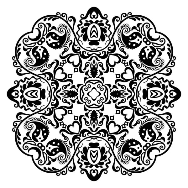 Vector negro floral étnica ornamental ilustración — Archivo Imágenes Vectoriales