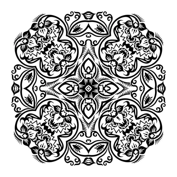 Vector zwart bloemen etnische ornamentale illustratie — Stockvector