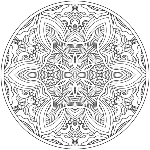 Векторна квіткова етнічна рука намальована лінія мистецтва мандала — стоковий вектор