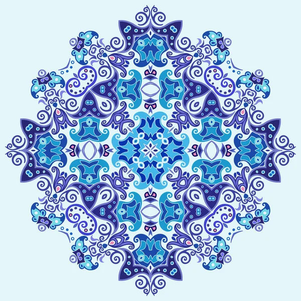 Vettore blu decorativo floreale etnico illustrazione — Vettoriale Stock