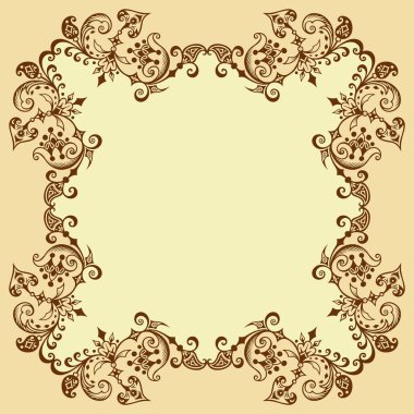 Vektör süslemeli doğa vintage kenarı