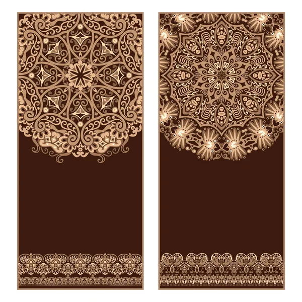 Set von 2 Vektor-abstrakten ornamentalen Naturkarten — Stockvektor