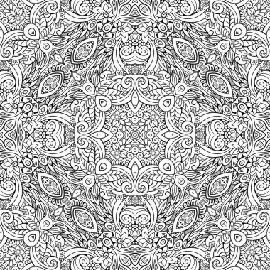 Etnik el çizimi vektör çizgisi kusursuz desen