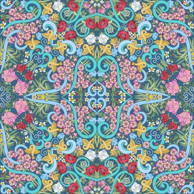 Vektör soyut doğa el çizimi kusursuz desen