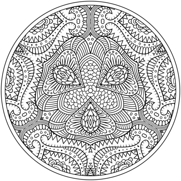 Vector floral étnico contorno dibujado a mano mandala — Archivo Imágenes Vectoriales