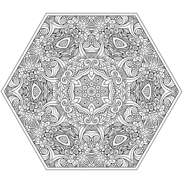 Mozaika wektorowa ręcznie rysowana mandala ośmiościan — Wektor stockowy