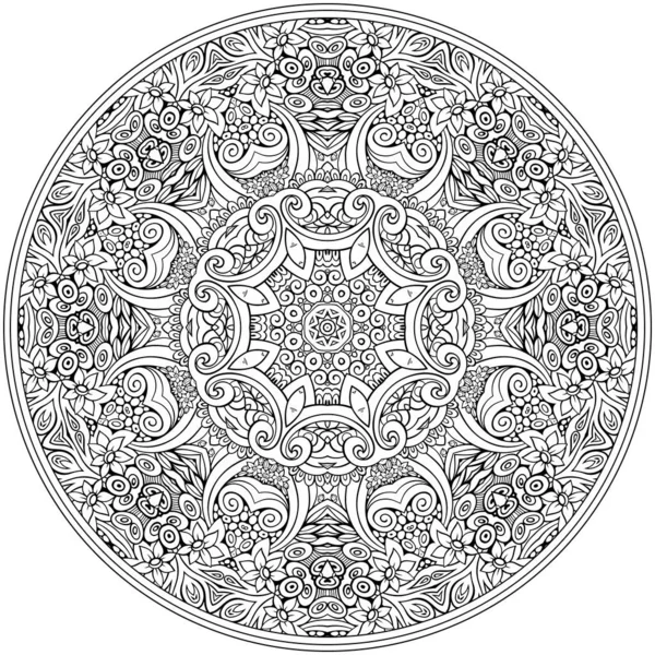 Vecteur floral ethnique dessiné à la main art mandala — Image vectorielle