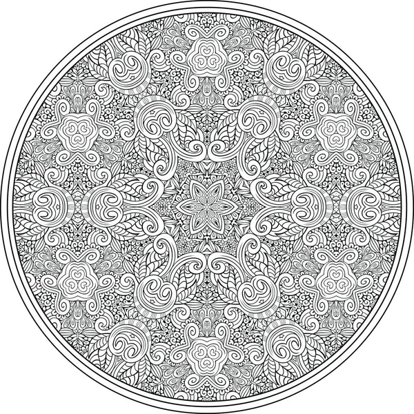 Vector floral ethnic outline hand drawn mandala — Stock Vector