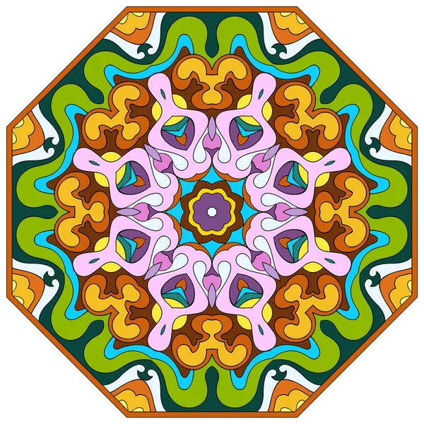 Mosaïque vectorielle dessinée à la main mandala octaèdre figure — Image vectorielle