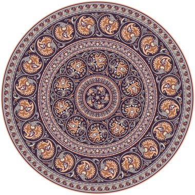 Vektör süslemesi klasik etnik yuvarlak illüstrasyon