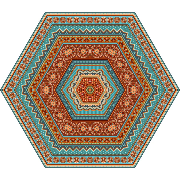 Vektör soyut etnik mandala altıyüzlü figürü
