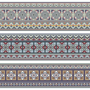 Soyut etnik çizgiler. Süs kenarlıkları ayarlandı