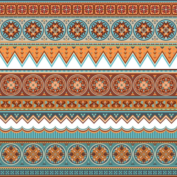 Rayas étnicas abstractas. Conjunto de bordes ornamentales — Vector de stock