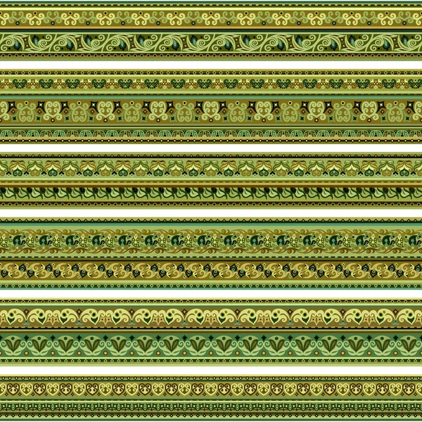 Rayas étnicas abstractas. Conjunto de bordes ornamentales — Vector de stock