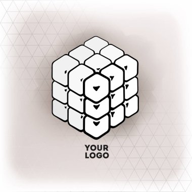 Vektör geometrik şekil küp logo tasarımı
