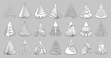 3 boyutlu geometrik şekiller kümesi koni tasarımları