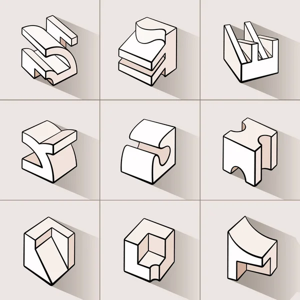 3D geometrik şekiller kübü tasarımları kümesi. — Stok Vektör