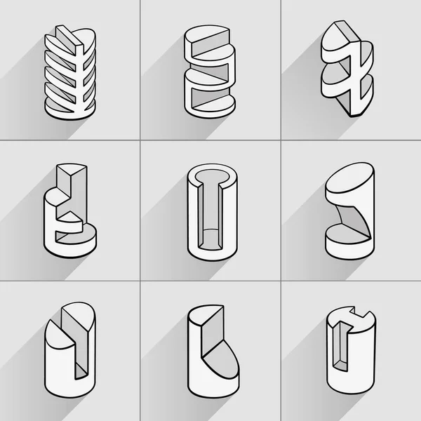 Set van 3D geometrische vormen cilinder ontwerpen — Stockvector