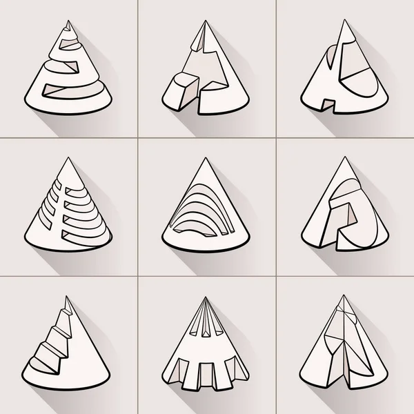 一套3D几何锥形设计 — 图库矢量图片