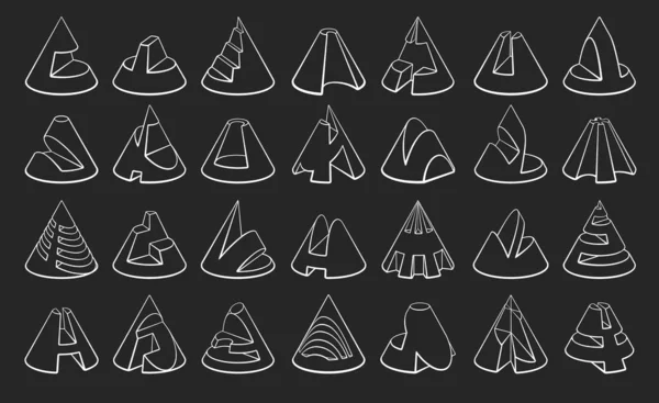 Set geometrischer 3D-Formen Kegel-Designs — Stockvektor