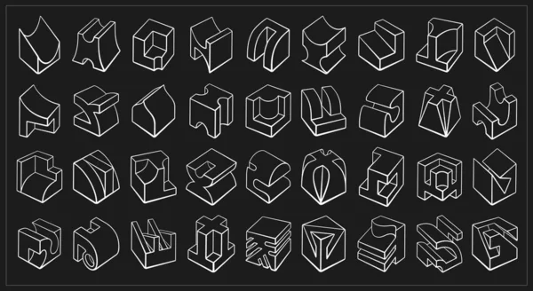 Set geometrischer 3D-Formen Würfel-Designs — Stockvektor