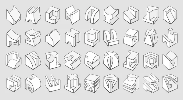 Set of 3D geometric shapes cube designs — Stock Vector