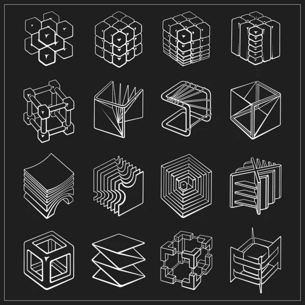 Set van 3D geometrische vormen kubus ontwerpen — Stockvector