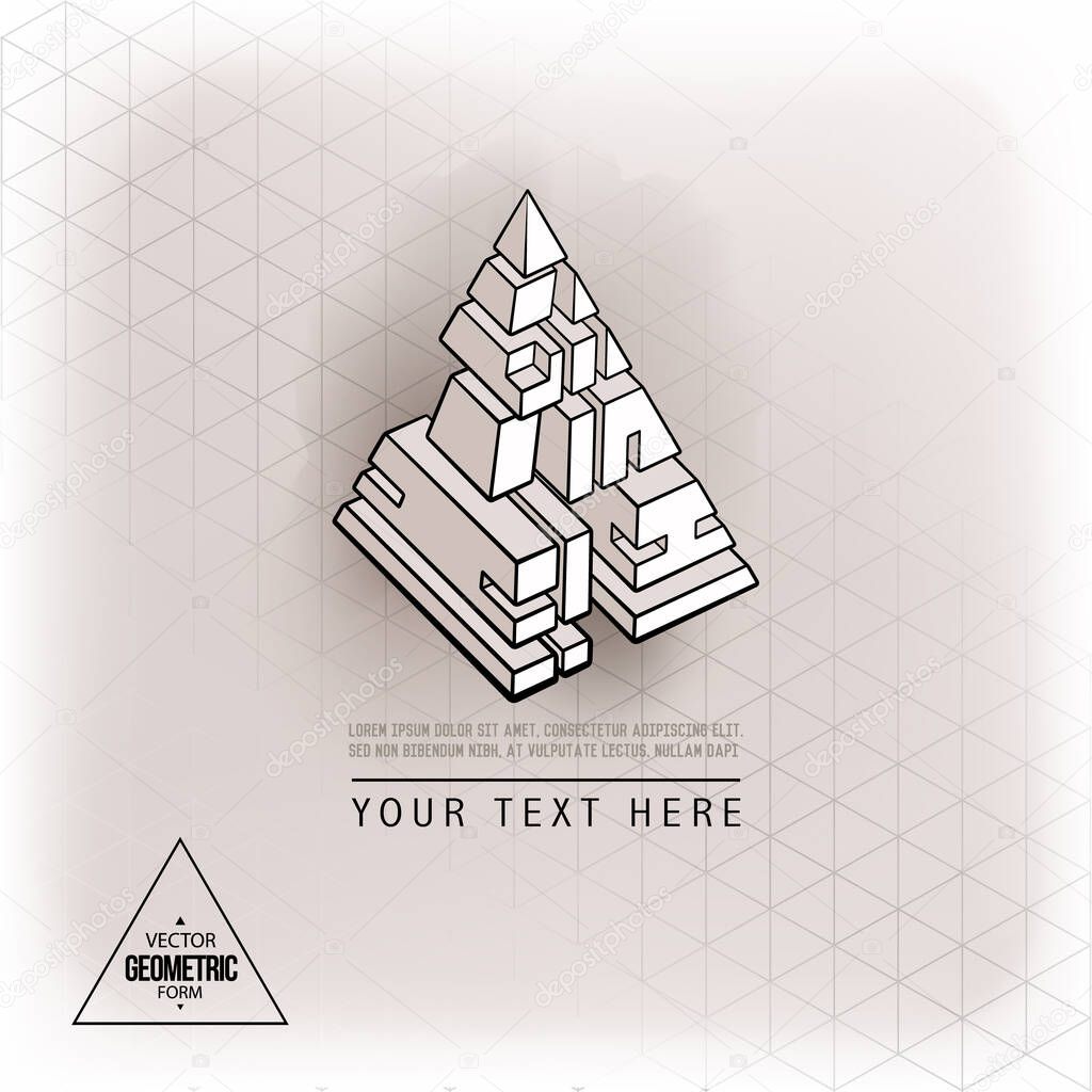 Vector abstract geometric figure pyramid logo design